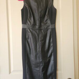 SPANX Pleather Mixed Media Sheath Dress Women's Size S